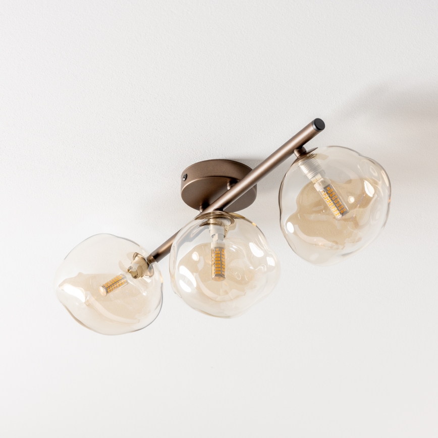 BRILAGI - Flush-mounted chandelier VULCANO 3xG9/8W/230V bronze/smoked beige