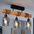BRILAGI - Flush-mounted chandelier WOOD GLASS 3xE27/60W/230V pine/black/smoky grey