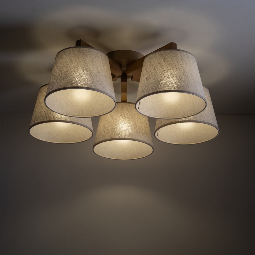 Brilagi - Flush‑mount chandelier LATTE SABIA 5xE27/60W/230V pine/cream