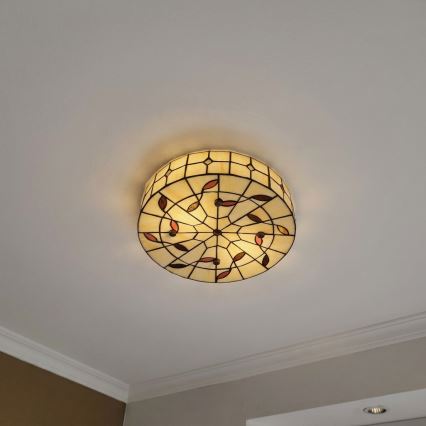 Brilagi - FOLIA Tiffany stained-glass ceiling light, 3xE27/60W/230V, Ø 40 cm