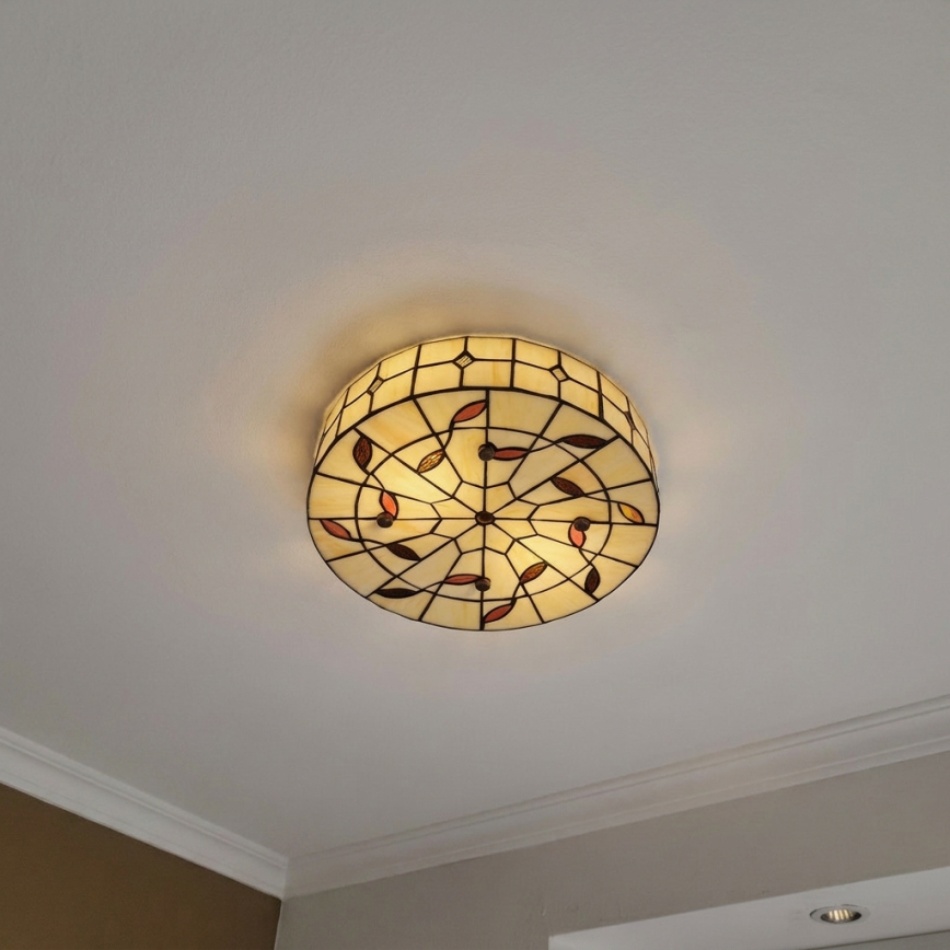 Brilagi - FOLIA Tiffany stained-glass ceiling light, 3xE27/60W/230V, Ø 40 cm