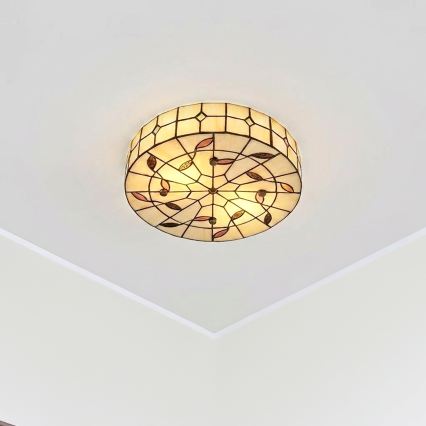 Brilagi - FOLIA Tiffany stained-glass ceiling light, 3xE27/60W/230V, Ø 40 cm