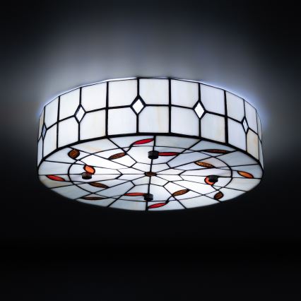 Brilagi - FOLIA Tiffany stained-glass ceiling light, 3xE27/60W/230V, Ø 40 cm