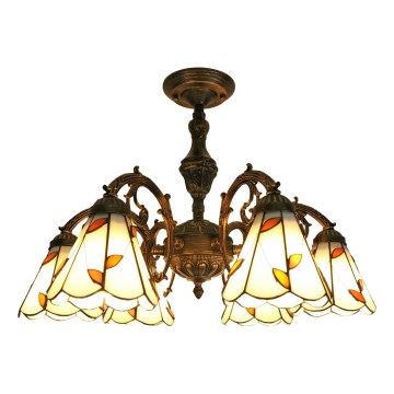 Brilagi - FOLIA Tiffany stained-glass flush-mount chandelier 6xE27/60W/230V pr. 60 cm