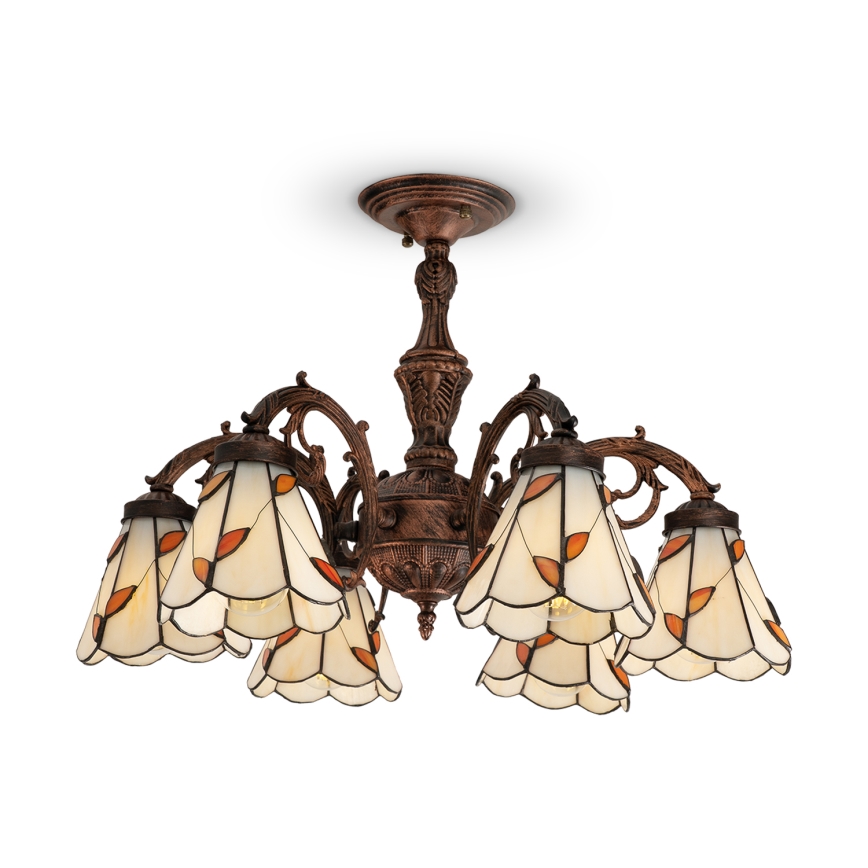 Brilagi - FOLIA Tiffany stained-glass flush-mount chandelier 6xE27/60W/230V pr. 60 cm