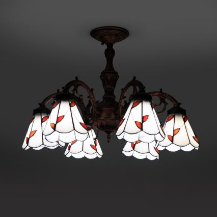 Brilagi - FOLIA Tiffany stained-glass flush-mount chandelier 6xE27/60W/230V pr. 60 cm