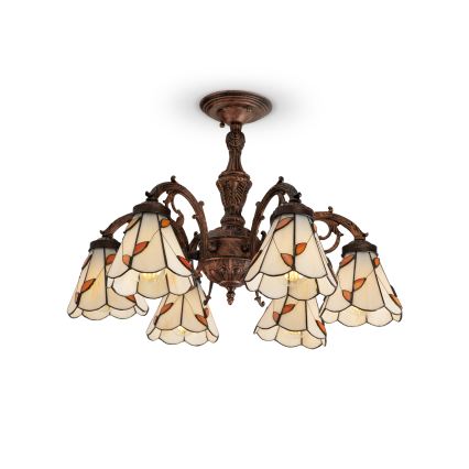 Brilagi - FOLIA Tiffany stained-glass flush-mount chandelier 6xE27/60W/230V pr. 60 cm