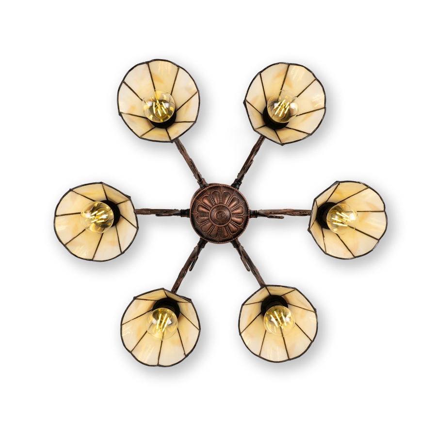Brilagi - FOLIA Tiffany stained-glass flush-mount chandelier 6xE27/60W/230V pr. 60 cm