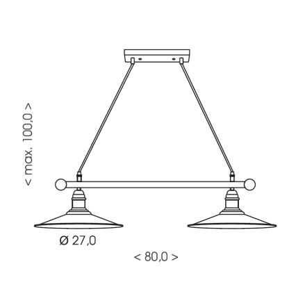 Brilagi - FORGE Cable-Hung Pendant 2xE27/60W/230V Black