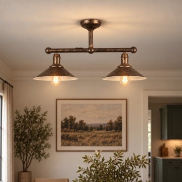 BRILAGI - FORGE Rod-Mounted Pendant 2xE27/60W/230V Copper/Patina