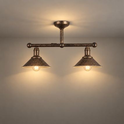 BRILAGI - FORGE Rod-Mounted Pendant 2xE27/60W/230V Copper/Patina