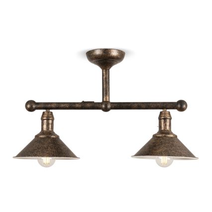 BRILAGI - FORGE Rod-Mounted Pendant 2xE27/60W/230V Copper/Patina