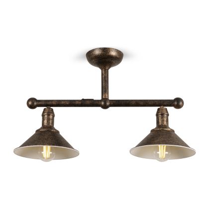 BRILAGI - FORGE Rod-Mounted Pendant 2xE27/60W/230V Copper/Patina
