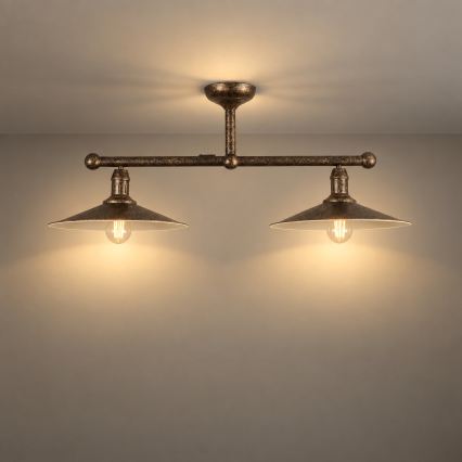 BRILAGI - FORGE Rod-Mounted Pendant 2xE27/60W/230V Copper/Patina