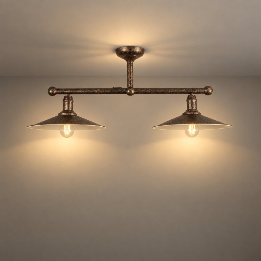 BRILAGI - FORGE Rod-Mounted Pendant 2xE27/60W/230V Copper/Patina