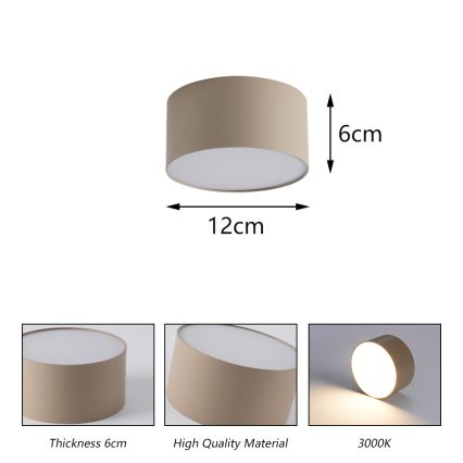 Brilagi - FORIS LED Bathroom Ceiling Light LED/14W/230V Ø 12 cm Beige IP44