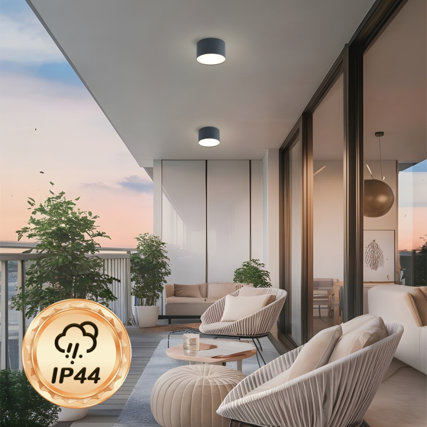 Brilagi - FORIS LED Bathroom Ceiling Light LED/9W/230V Ø 9 cm Anthracite IP44 CRI 90