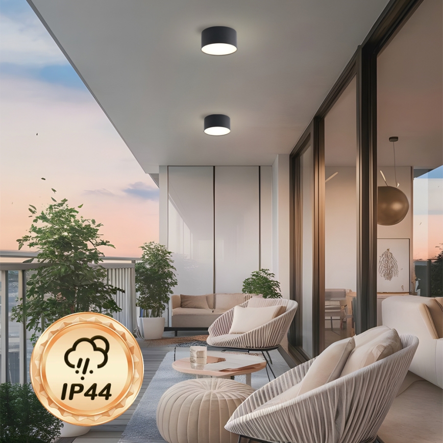 Brilagi - FORIS LED Bathroom Ceiling Light LED/14W/230V Ø 12 cm Black IP44