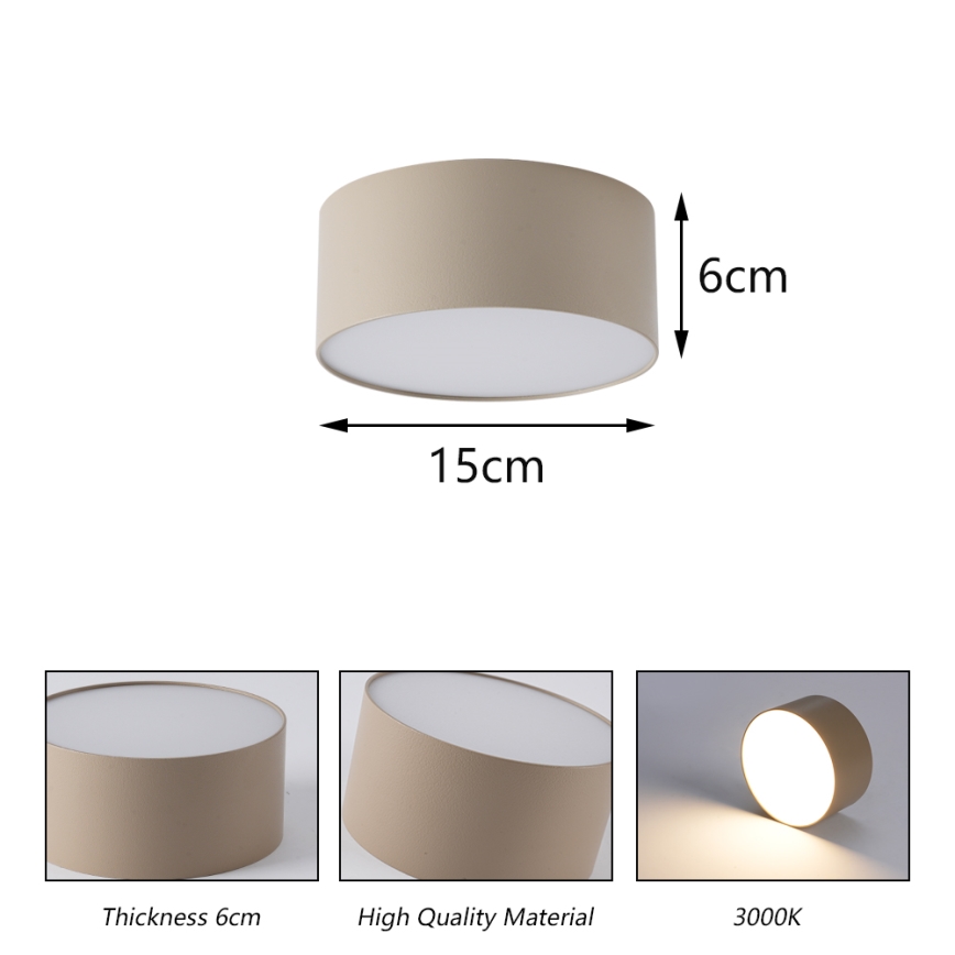 Brilagi - FORIS LED Bathroom Ceiling Light, 20W/230V, Ø 15 cm, Beige, IP44