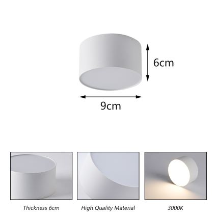 Brilagi - FORIS LED Bathroom Ceiling Light, LED/9W/230V, dia. 9 cm, White, IP44
