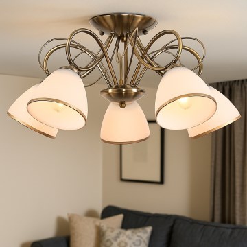 Brilagi - FRED Flush-Mount Ceiling Light 5xE27/60W/230V, Ø 59 cm, Bronze finish