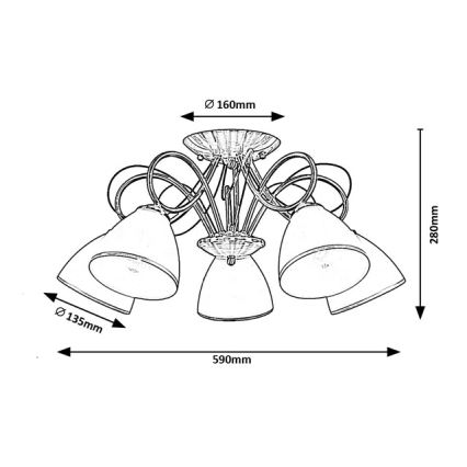 Brilagi - FRED Flush-Mount Ceiling Light 5xE27/60W/230V, Ø 59 cm, Bronze finish