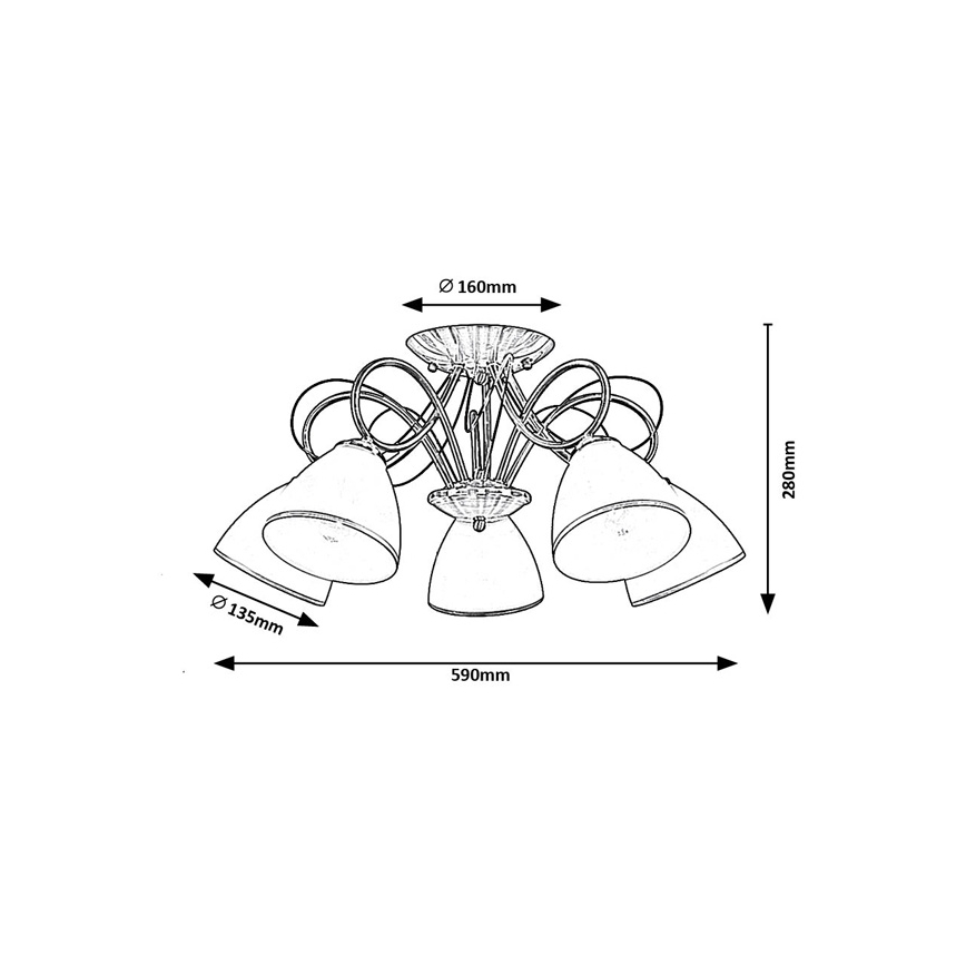 Brilagi - FRED Flush-Mount Ceiling Light 5xE27/60W/230V, Ø 59 cm, Bronze finish