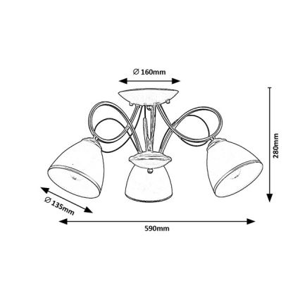 Brilagi - FRED flush-mounted chandelier 3x E27/60W/230V Ø59 cm, gold
