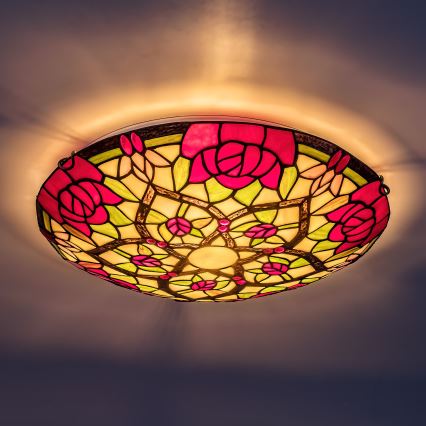 Brilagi - GARLAN Tiffany stained-glass ceiling light 2x E27/60W/230V