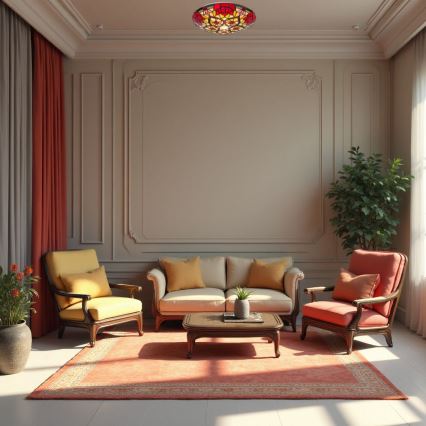 Brilagi - GARLAN Tiffany stained-glass ceiling light 2x E27/60W/230V