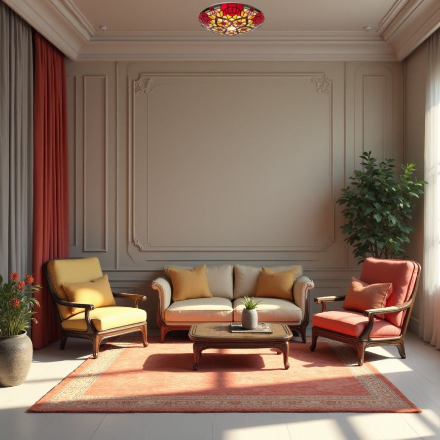 Brilagi - GARLAN Tiffany stained-glass ceiling light 2x E27/60W/230V