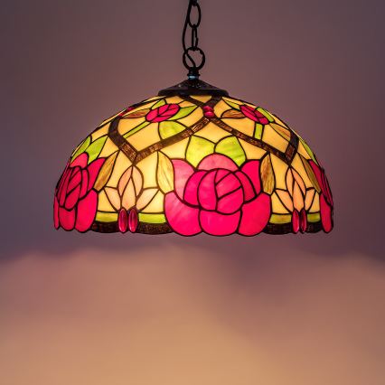 Brilagi - GARLAN Tiffany stained-glass chain-hung chandelier 2xE27/60W/230V