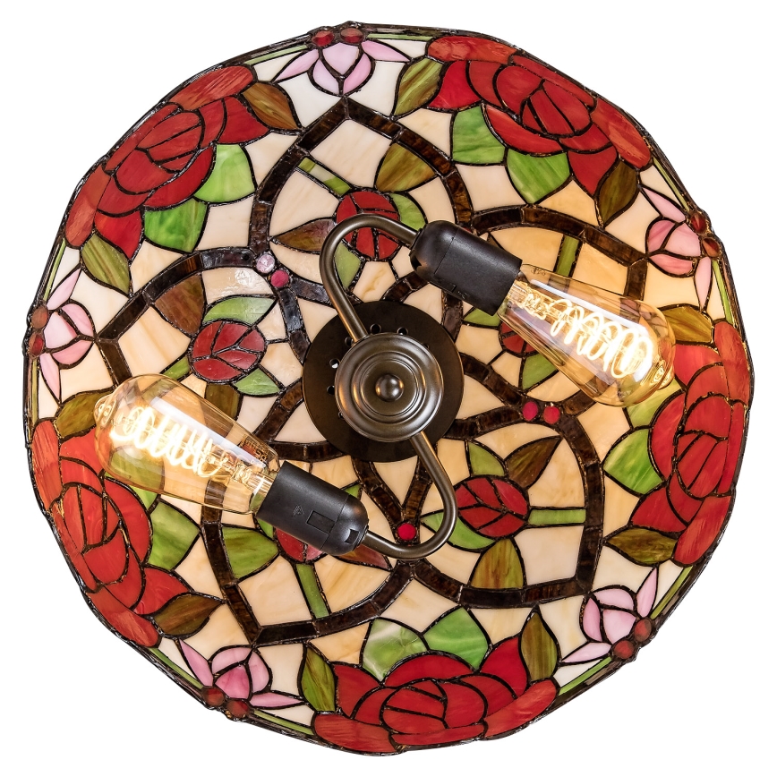 Brilagi - GARLAN Tiffany stained-glass chain-hung chandelier 2xE27/60W/230V