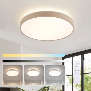 Brilagi - GLASS POOL DOUBLE Dimmable LED Ceiling Light/48W/230V 3000-6000K 40 cm Beige + Remote Control