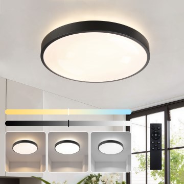 Brilagi - GLASS POOL DOUBLE Dimmable LED Ceiling Light LED/48W/230V 3000-6000K 40 cm Black + Remote Control