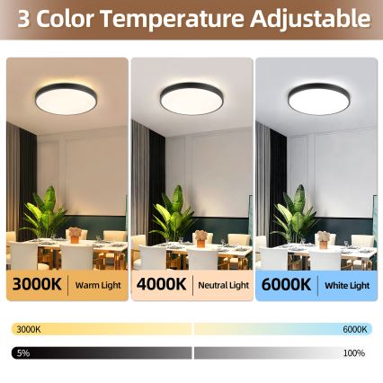 Brilagi - Dimmable LED Ceiling Light GLASS POOL DOUBLE LED/60W/230V 3000-6000K 50 cm Black + Remote Control