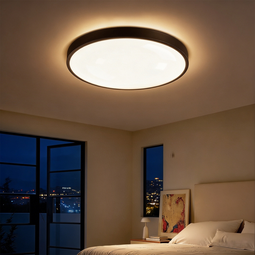 Brilagi - Dimmable LED Ceiling Light GLASS POOL DOUBLE LED/60W/230V 3000-6000K 50 cm Black + Remote Control