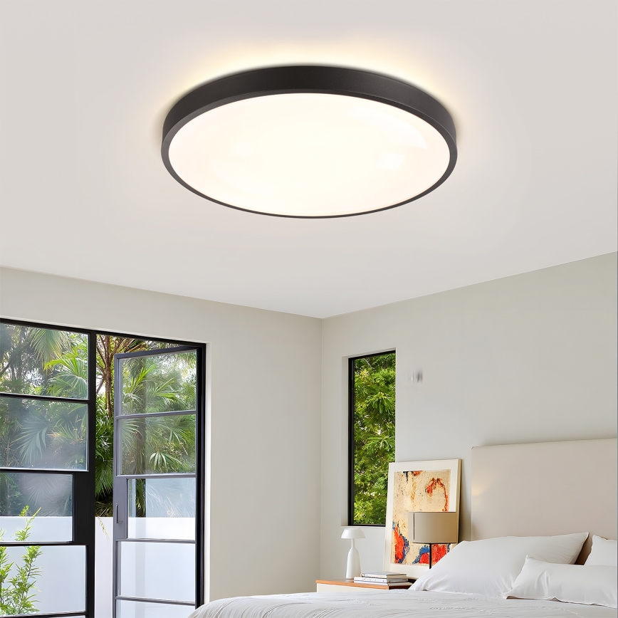 Brilagi - Dimmable LED Ceiling Light GLASS POOL DOUBLE LED/60W/230V 3000-6000K 50 cm Black + Remote Control