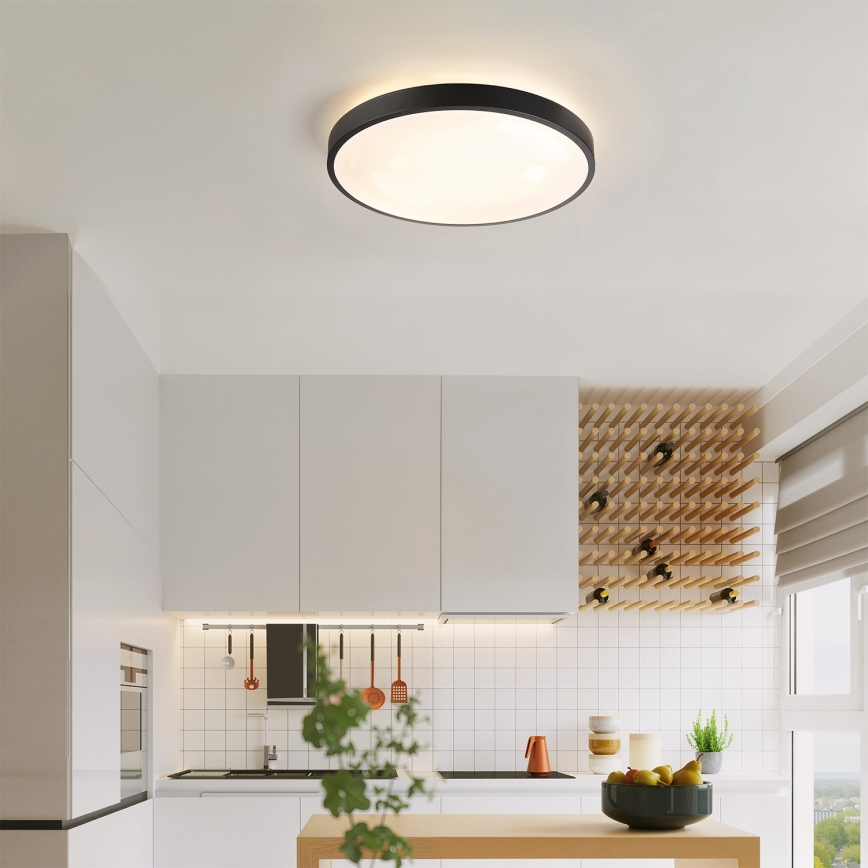 Brilagi - GLASS POOL DOUBLE Dimmable LED Ceiling Light LED/48W/230V 3000-6000K 40 cm Black + Remote Control