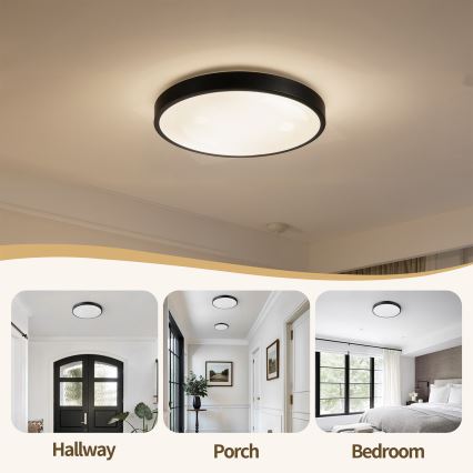 Brilagi - GLASS POOL DOUBLE Dimmable LED Ceiling Light LED/48W/230V 3000-6000K 40 cm Black + Remote Control