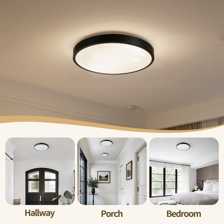 Brilagi - GLASS POOL DOUBLE Dimmable LED Ceiling Light LED/48W/230V 3000-6000K 40 cm Black + Remote Control