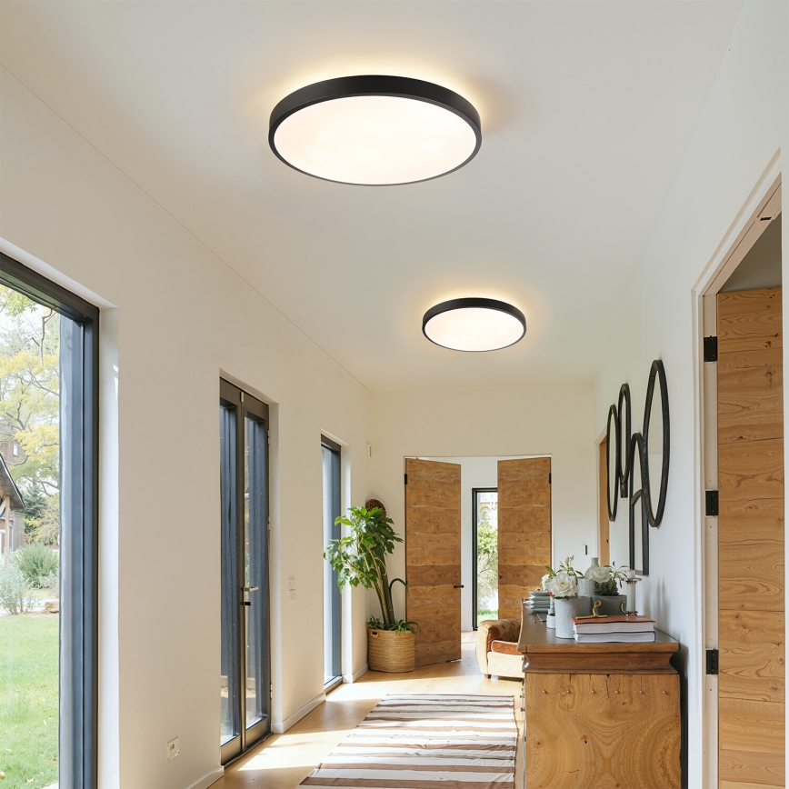 Brilagi - GLASS POOL DOUBLE Dimmable LED Ceiling Light LED/48W/230V 3000-6000K 40 cm Black + Remote Control
