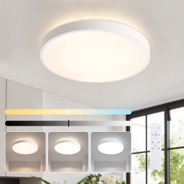 Brilagi - GLASS POOL DOUBLE LED Dimmable Ceiling Light, 48W/230V, Tunable 3000–6000K, 40 cm, White + Remote Control