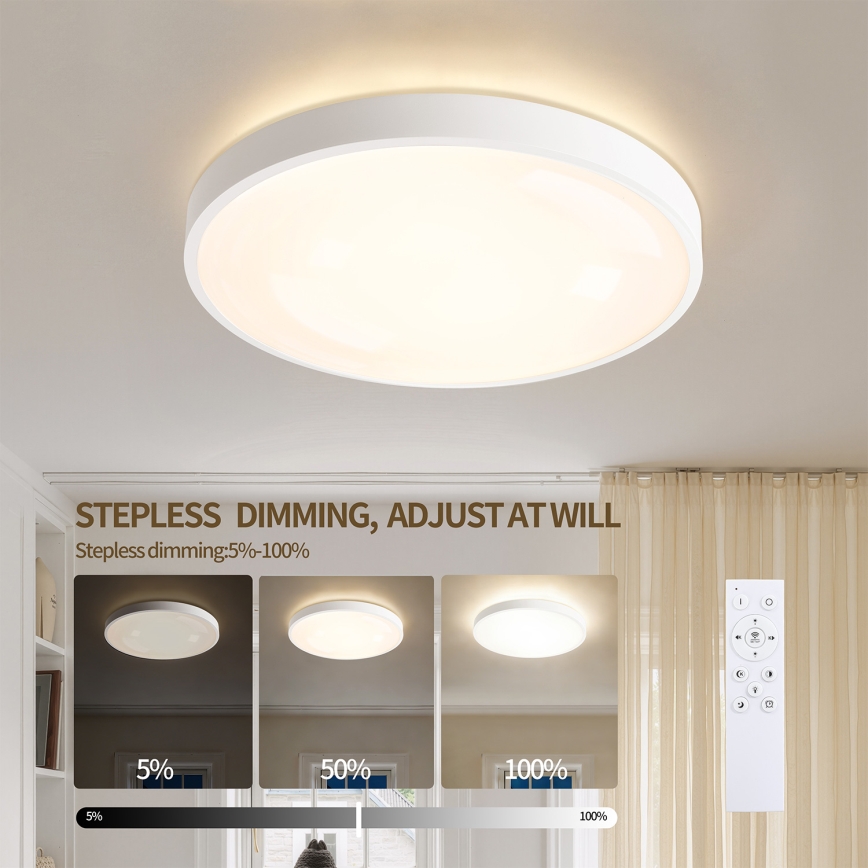 Brilagi - GLASS POOL DOUBLE LED Dimmable Ceiling Light, 48W/230V, Tunable 3000–6000K, 40 cm, White + Remote Control