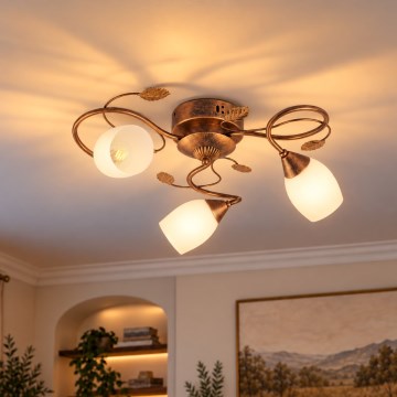 BRILAGI - GRACE Ceiling Light 3xE27/40W/230V Ø 53 cm, patinated copper finish