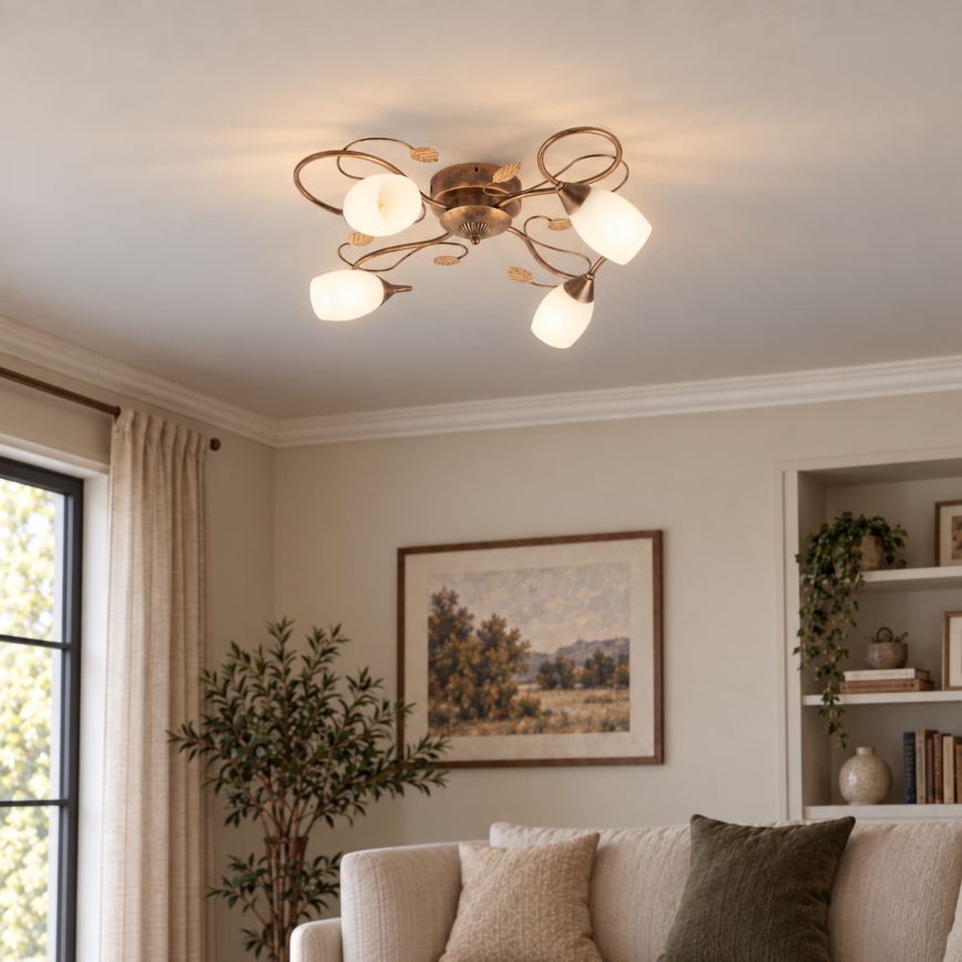 BRILAGI - GRACE Ceiling Light 4xE27/40W/230V Ø 68 cm patina/copper
