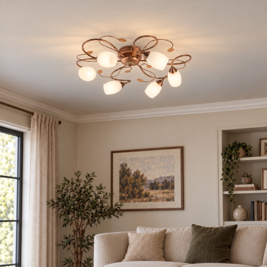 BRILAGI - GRACE Ceiling Light 6xE27/40W/230V Ø 79 cm patina/copper