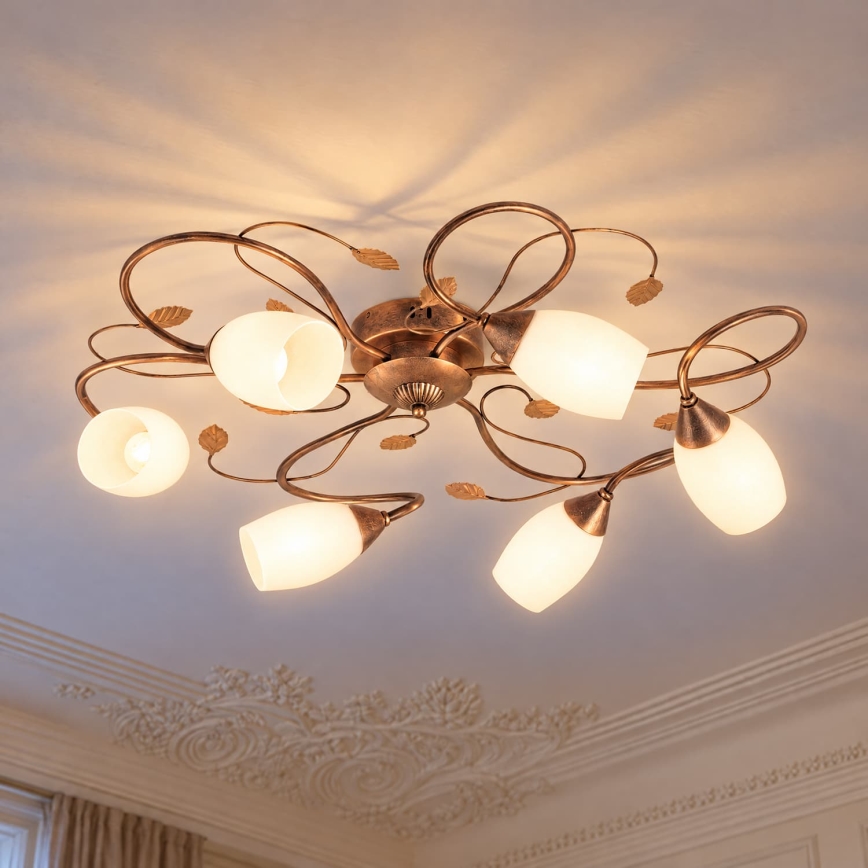 BRILAGI - GRACE Ceiling Light 6xE27/40W/230V Ø 79 cm patina/copper