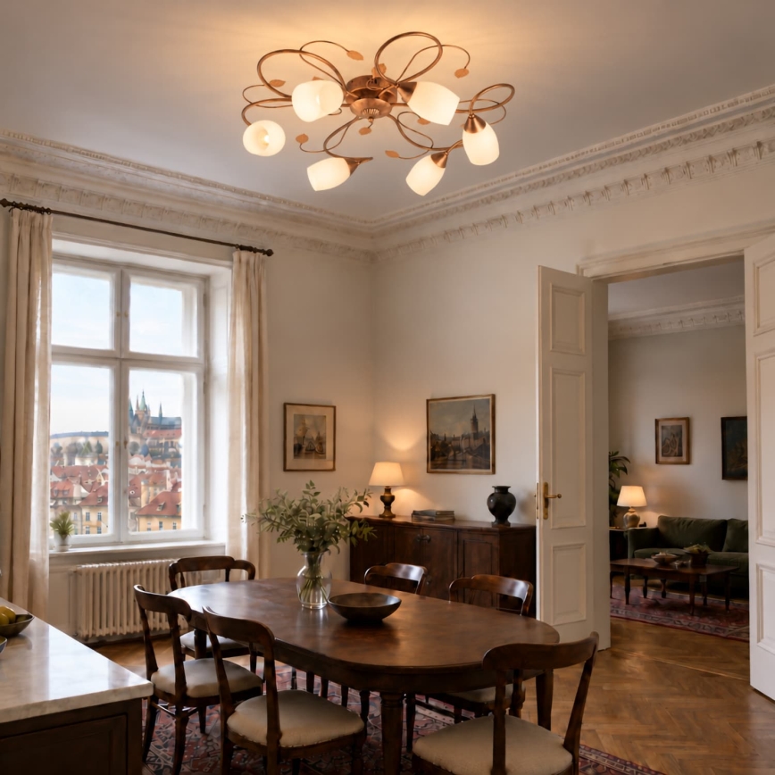 BRILAGI - GRACE Ceiling Light 6xE27/40W/230V Ø 79 cm patina/copper