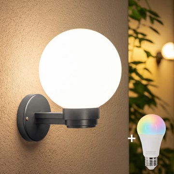 BRILAGI - HARBOR LED RGBW Dimmable Outdoor Wall Light 1xE27/12W/230V 2700-6500K IP33 Anthracite/White